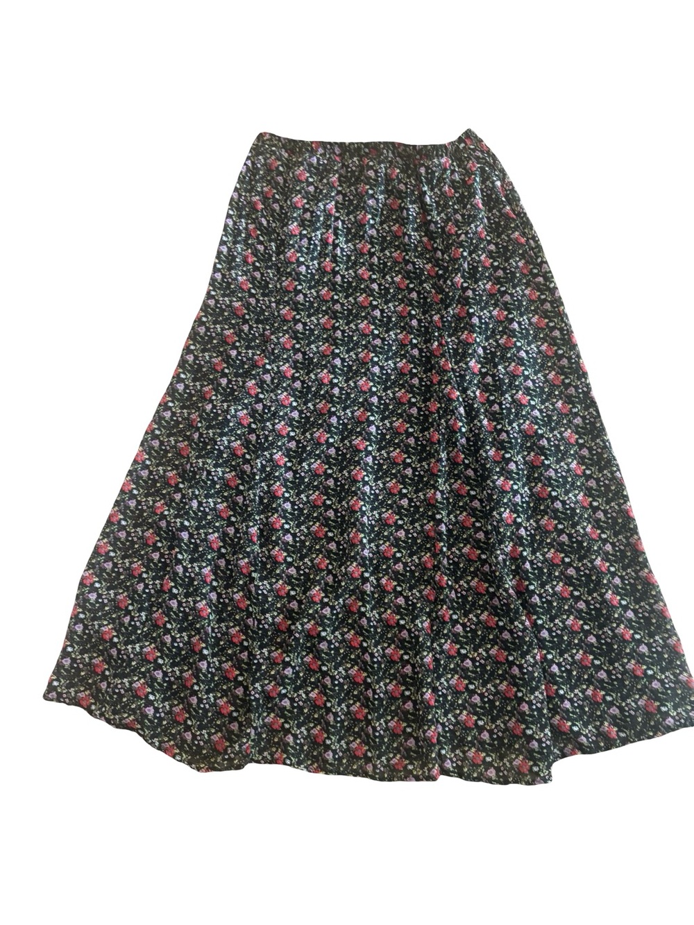 Apostrophe Black A-Line Maxi Floral Chiffon Cottagecore Boho 90’s skirt Large - Picture 3 of 7